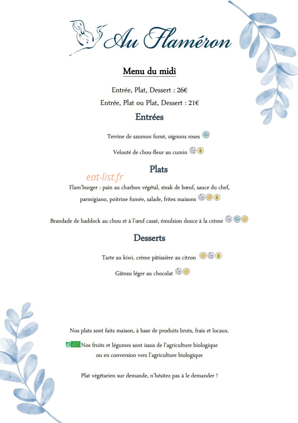 Au flaméron — carte page 1