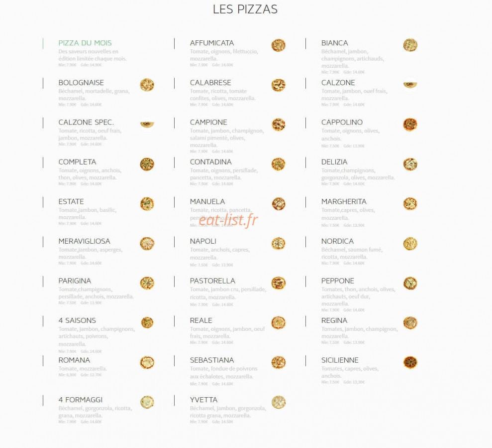 Aux Gourmets d'Italie — carte page 1
