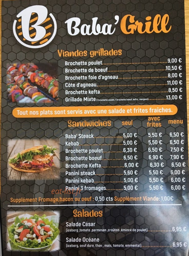Baba 'Grill — carte page 1