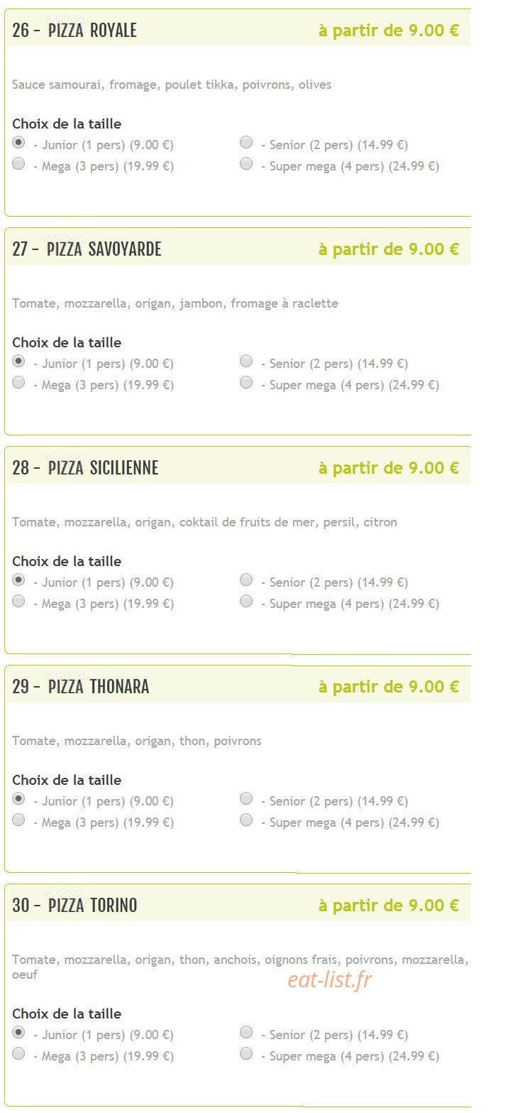 Bella Pizza — carte page 7