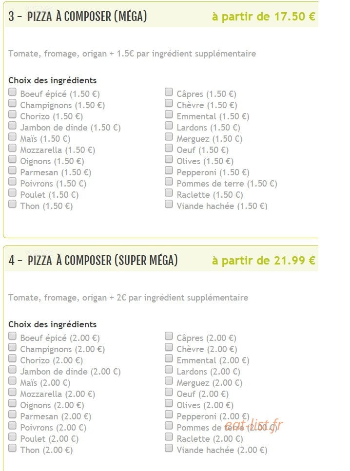 Bella Pizza — carte page 12