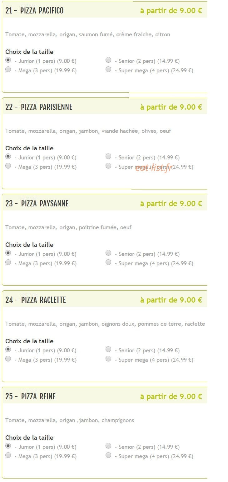 Bella Pizza — carte page 6