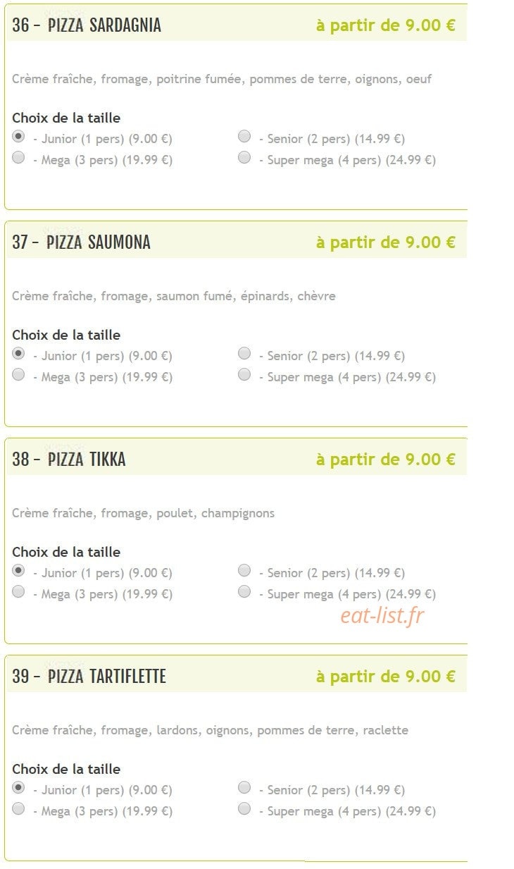 Bella Pizza — carte page 9