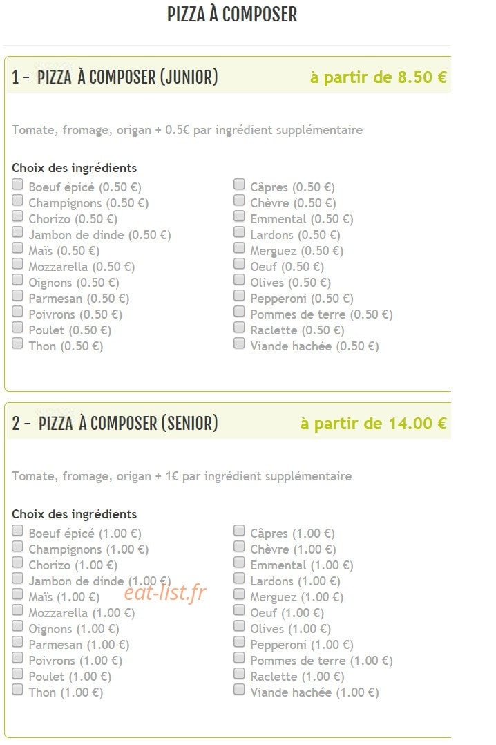 Bella Pizza — carte page 11