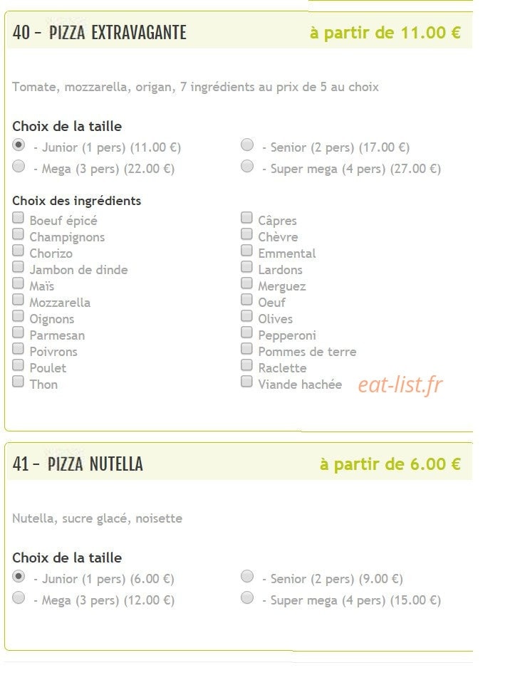 Bella Pizza — carte page 10