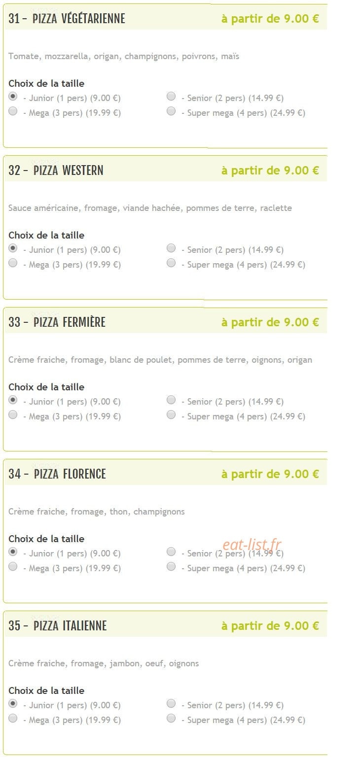 Bella Pizza — carte page 8