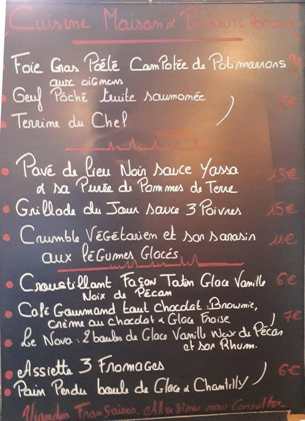 Bistro Nova — carte page 2