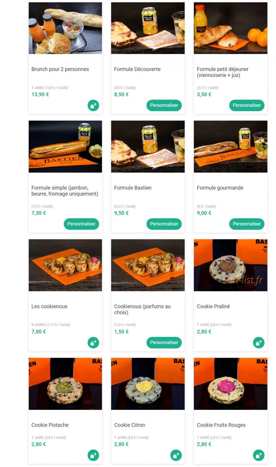 Boulangerie Bastien — carte page 1