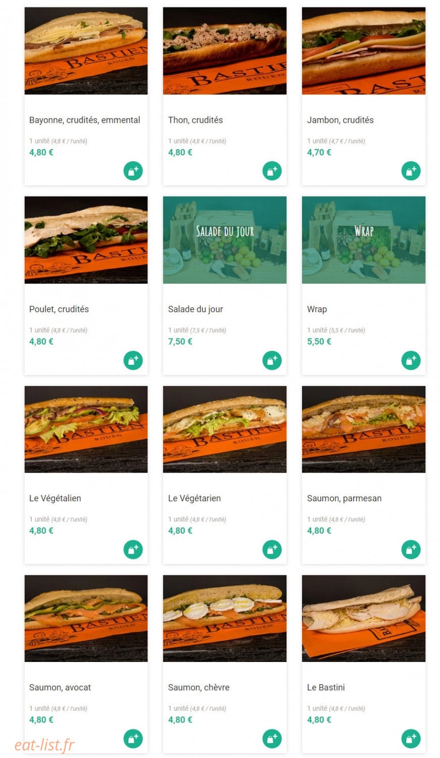 Boulangerie Bastien — carte page 3
