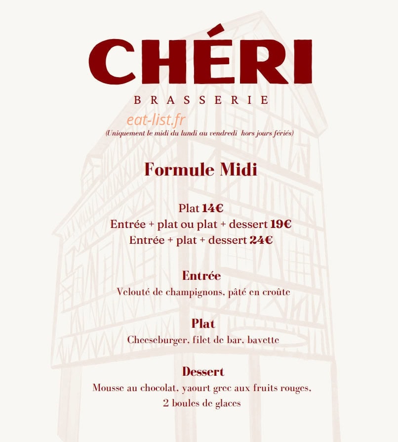Brasserie Chéri — carte page 3