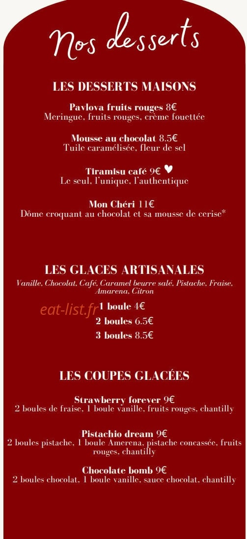 Brasserie Chéri — carte page 4