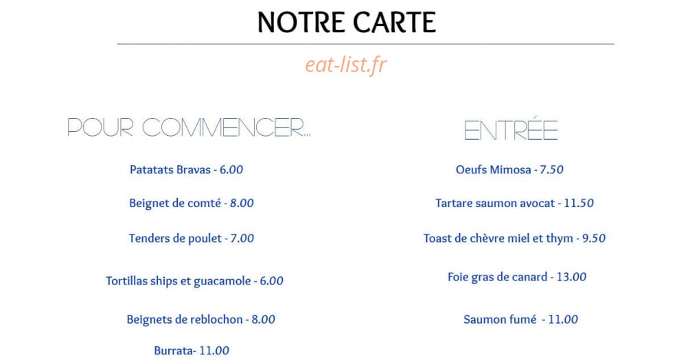 Brasserie du Drugstore — carte page 1
