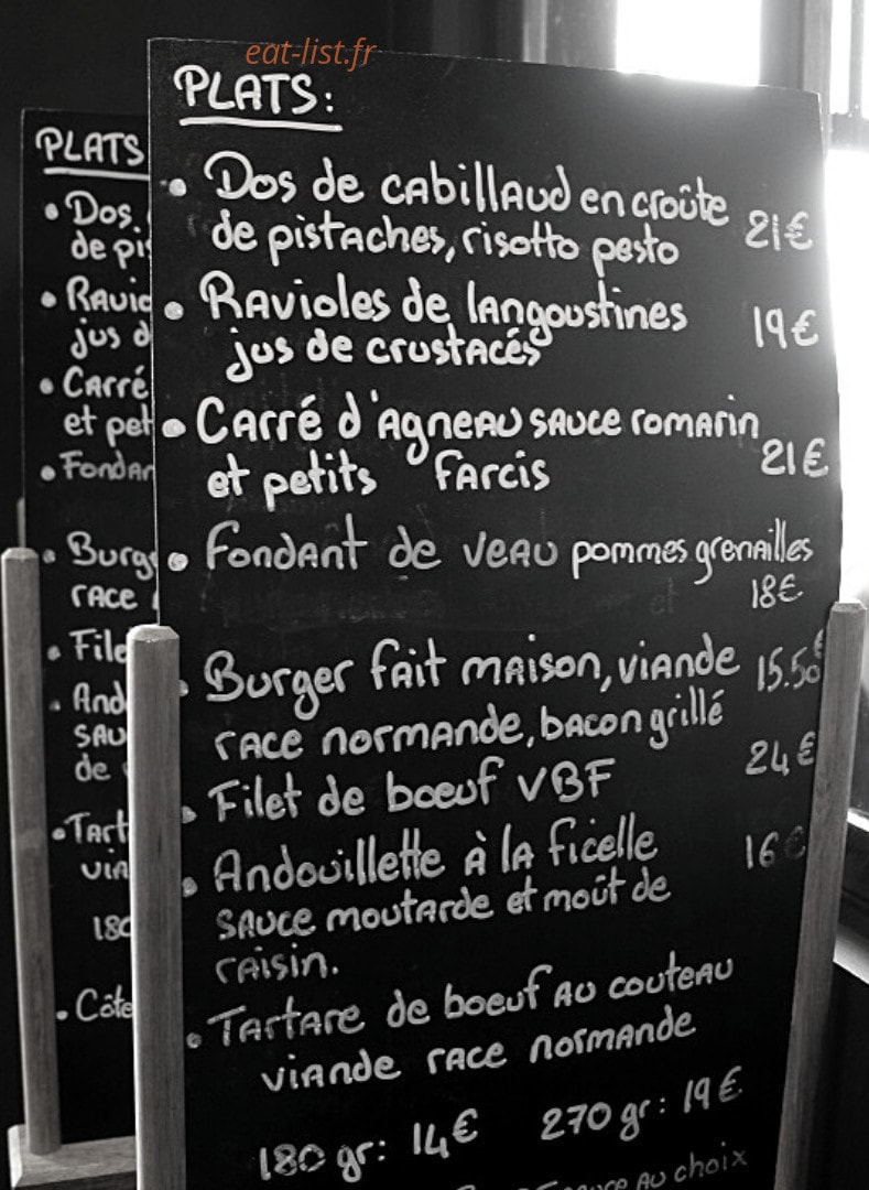 Brasserie H9 — carte page 1