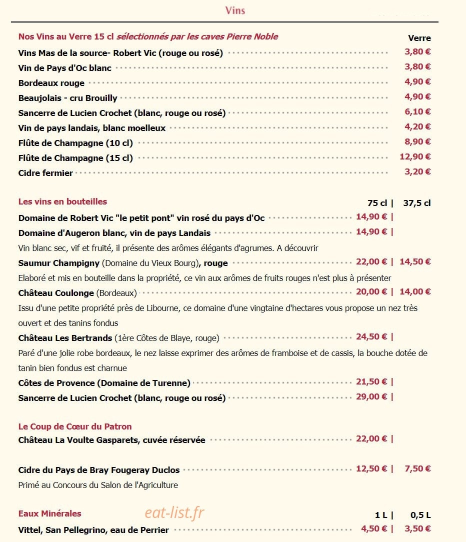 Brasserie Paul — carte page 4