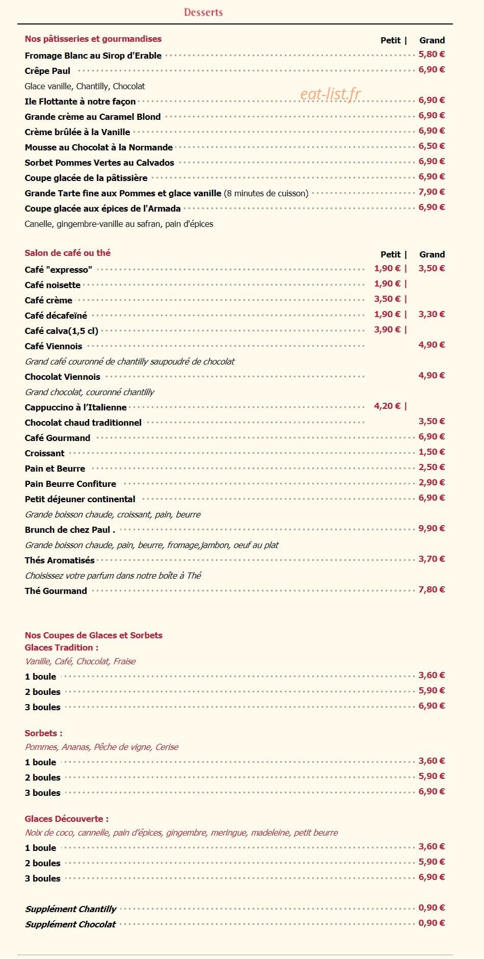 Brasserie Paul — carte page 3