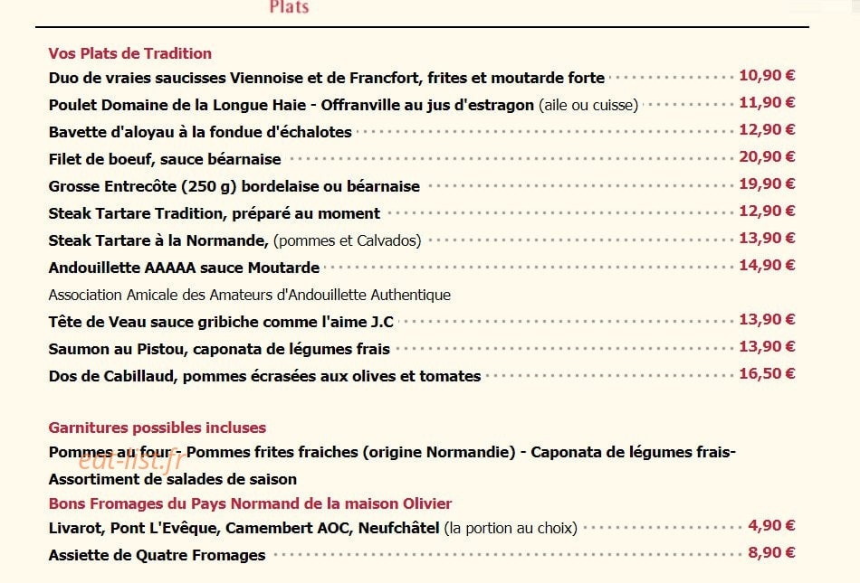 Brasserie Paul — carte page 2