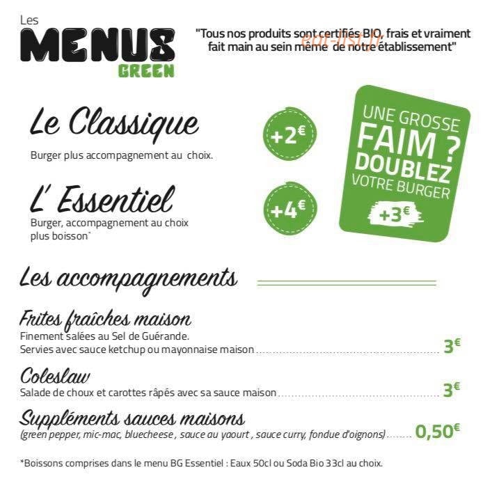 Burger Green — carte page 1