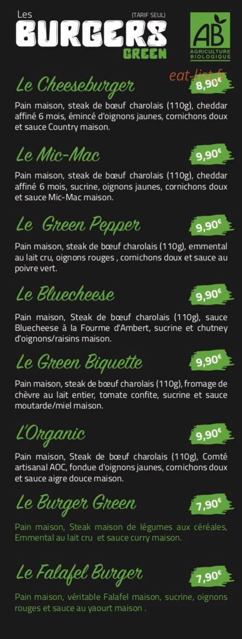 Burger Green — carte page 2