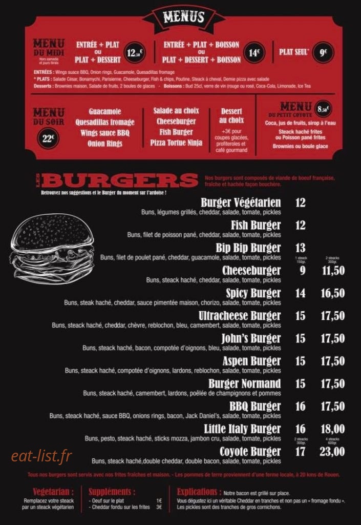 Coyote Café — carte page 2