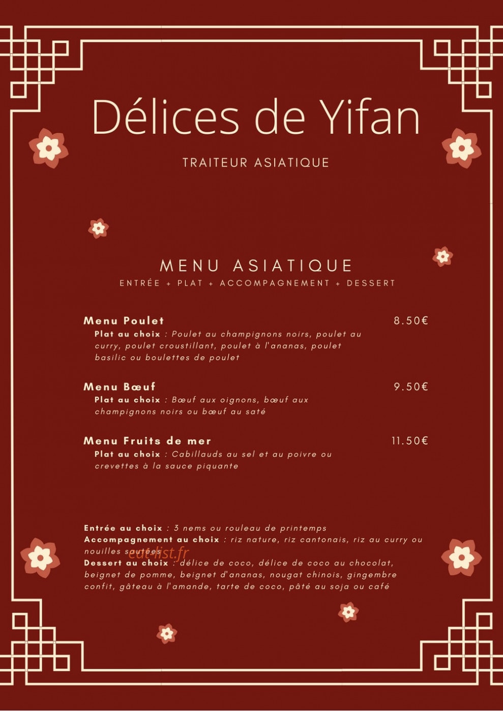 Délices de Yifan — carte page 2
