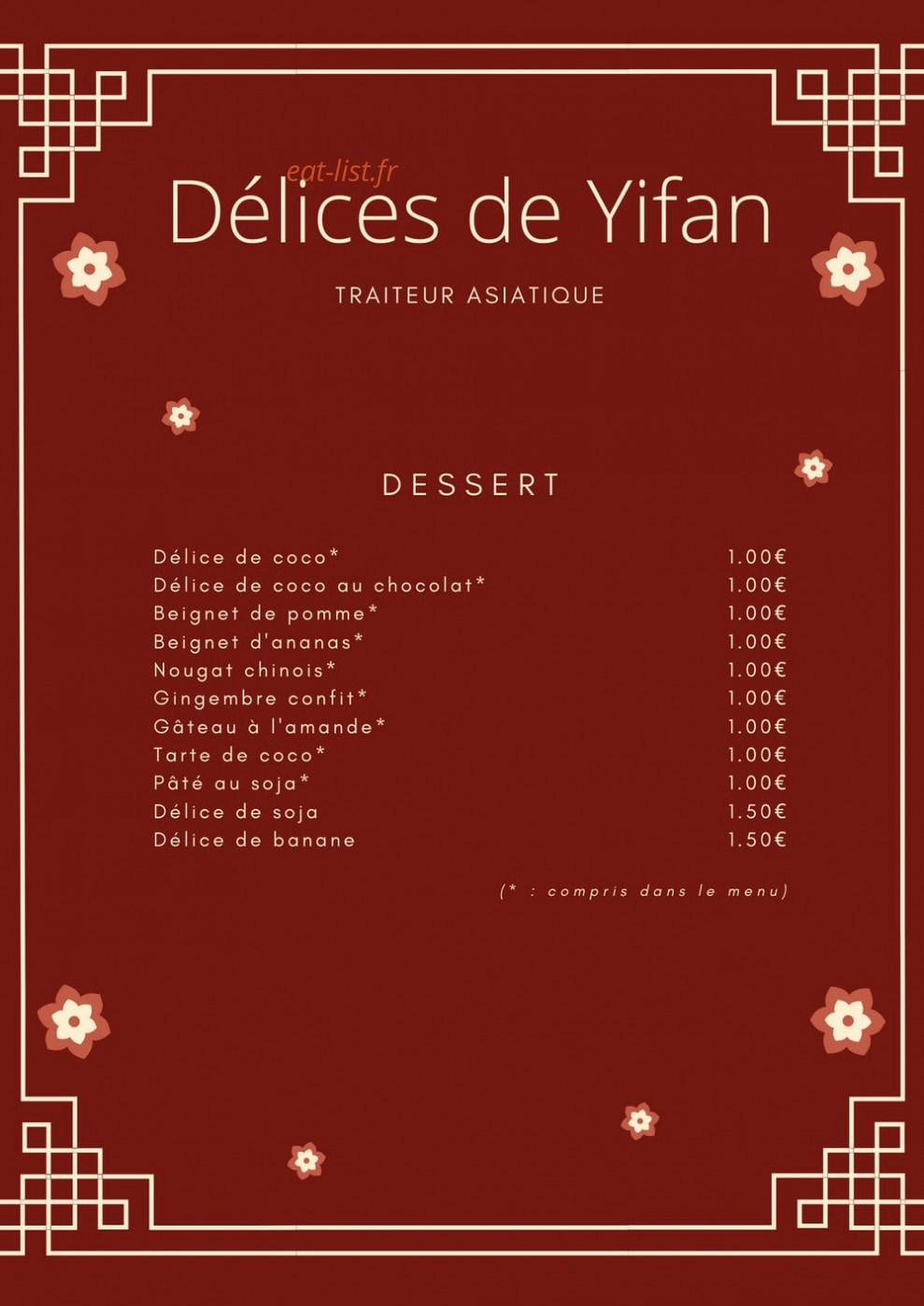Délices de Yifan — carte page 6