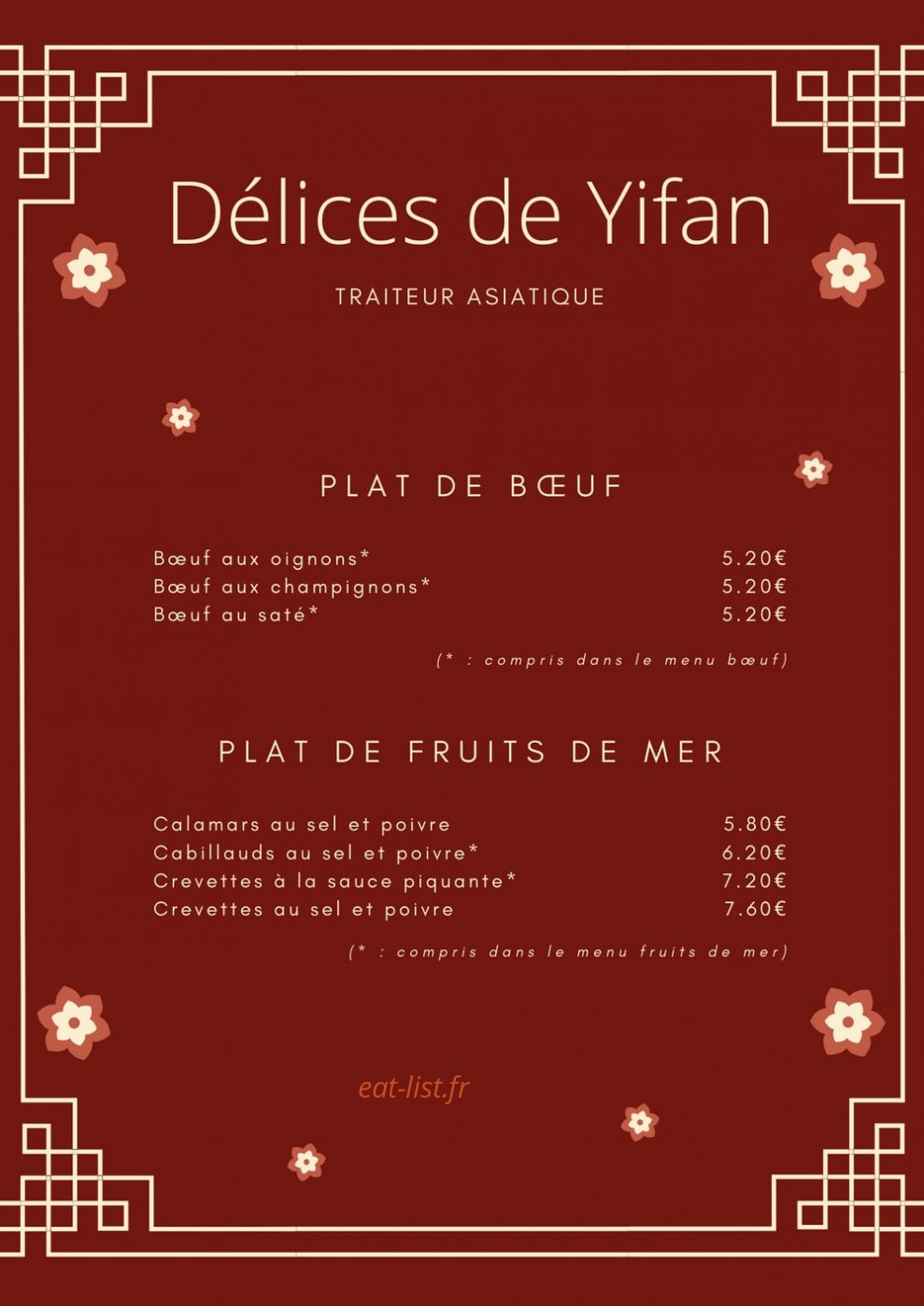 Délices de Yifan — carte page 3
