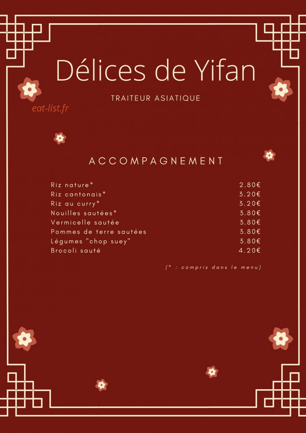 Délices de Yifan — carte page 5