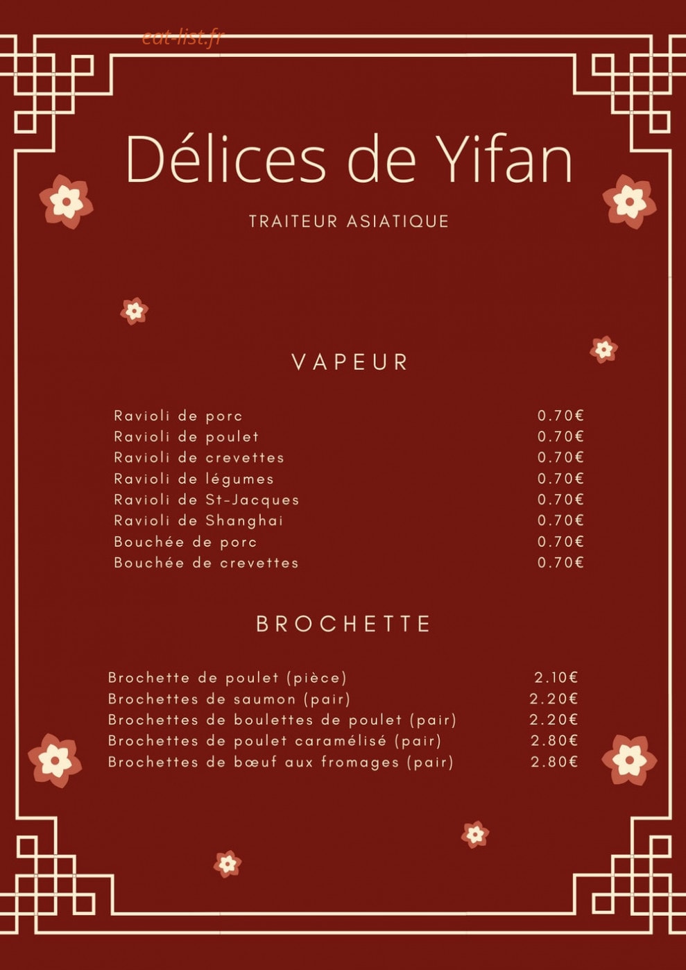 Délices de Yifan — carte page 4
