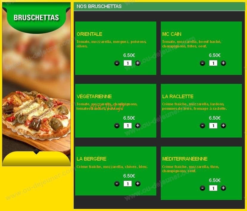 First pizza — carte page 4