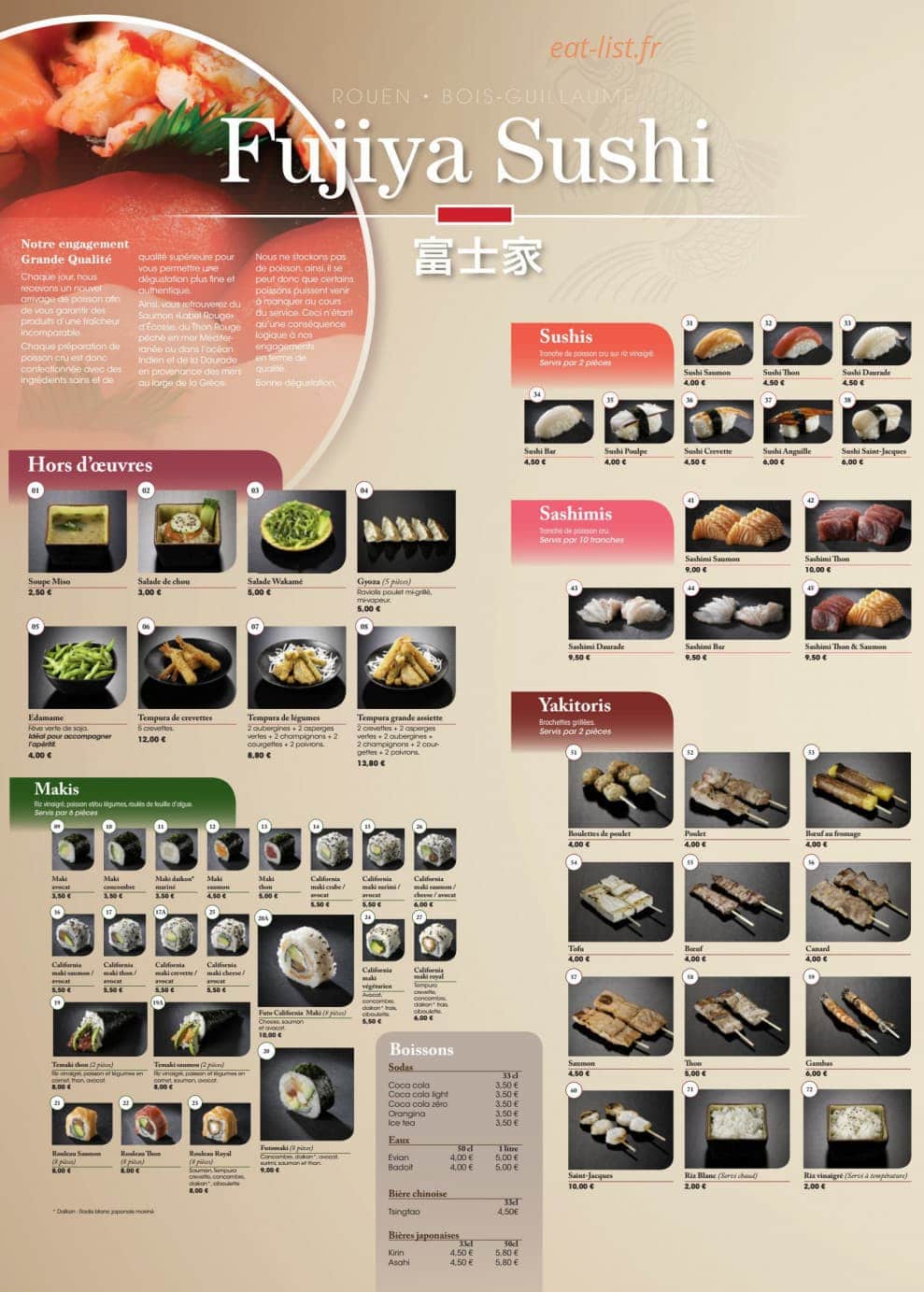 Fujiya Sushi — carte page 1