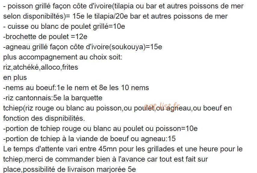 Go food — carte page 1