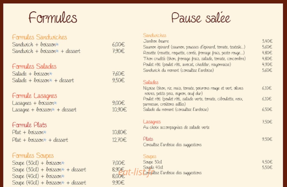 L'Arrêt Gourmand — carte page 1