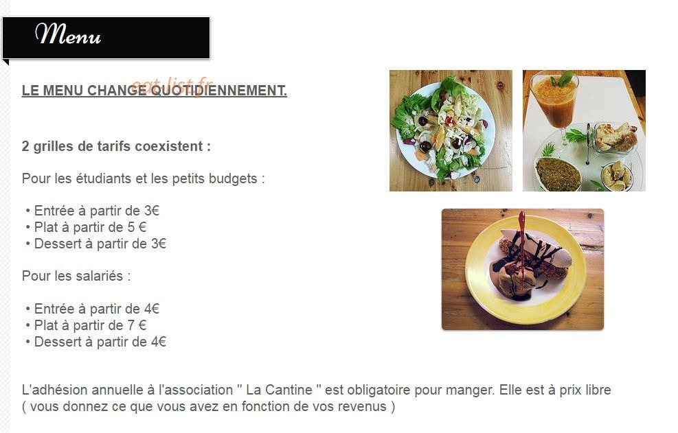 La Cantine — carte page 1