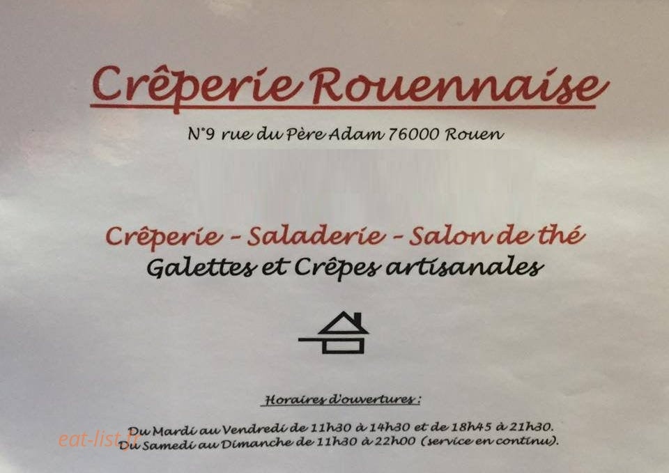 La Crêperie Rouennaise — carte page 1