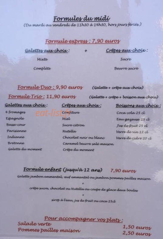 La Crêperie Rouennaise — carte page 2
