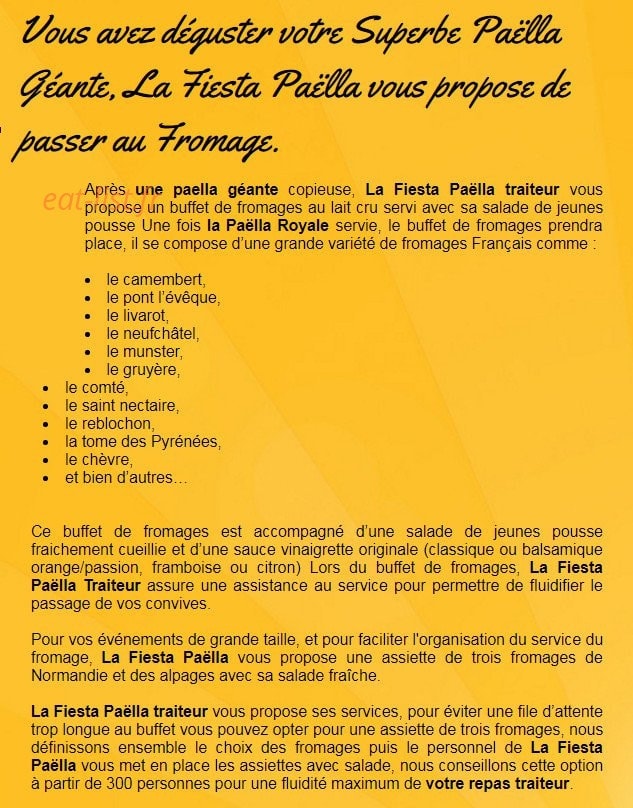 La Fiesta Paëlla — carte page 1