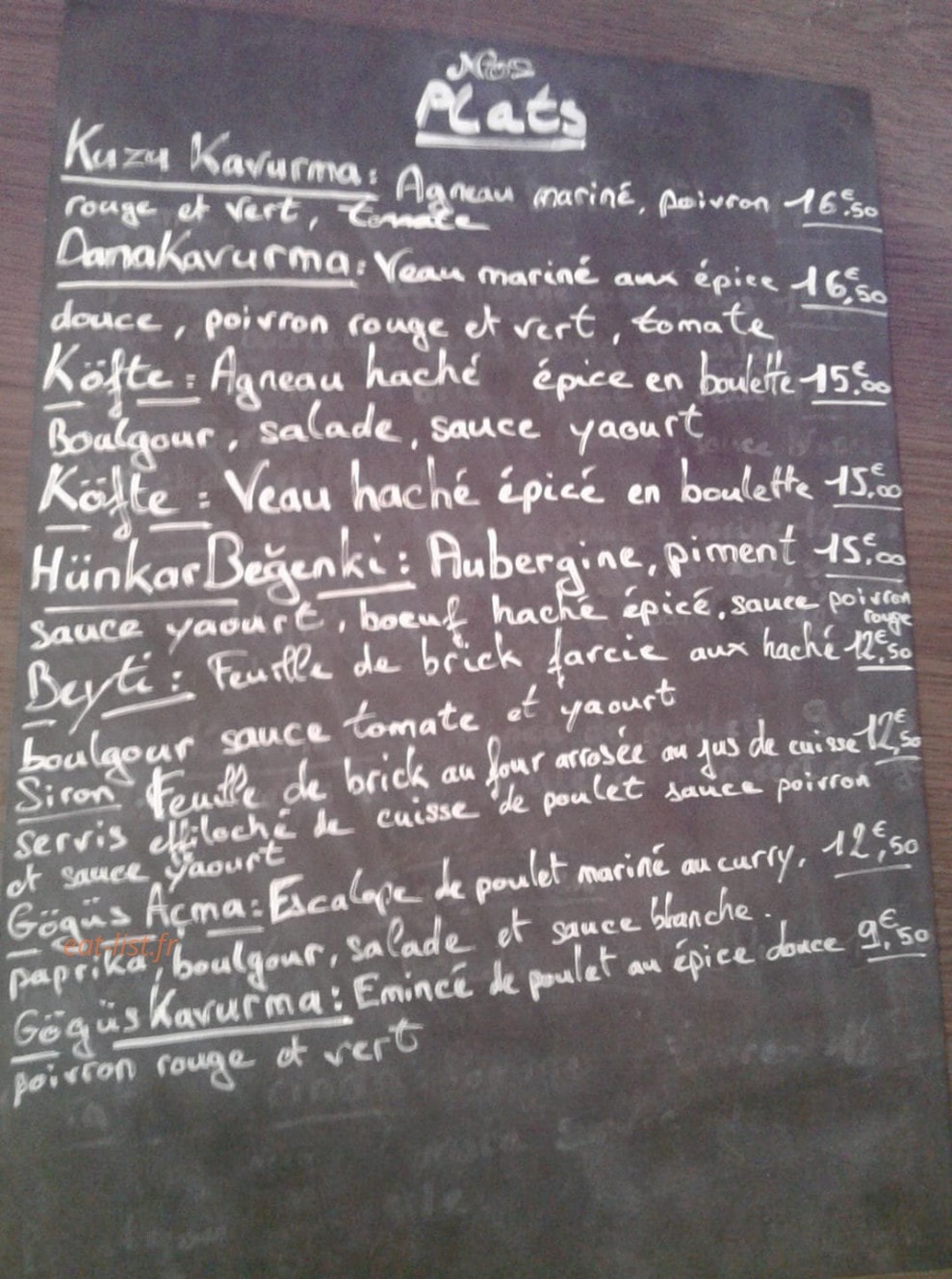 La Maison Turque — carte page 1