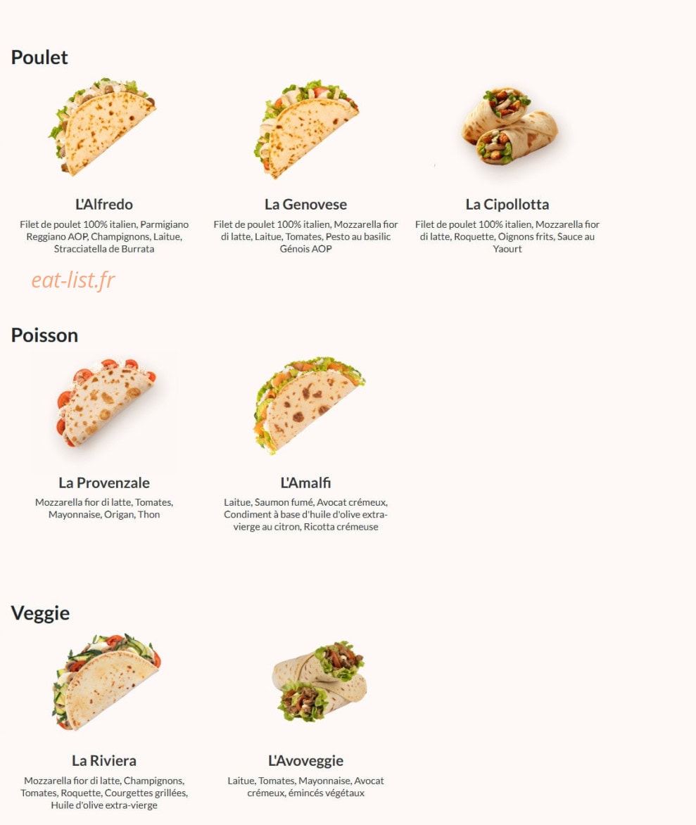 La Piadineria — carte page 2