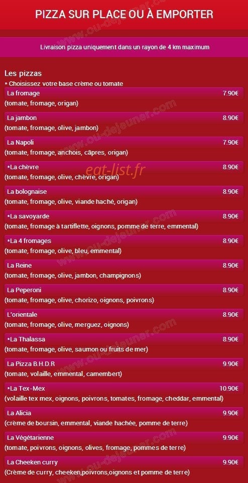 La pizzeria Des Hauts de Rouen — carte page 2
