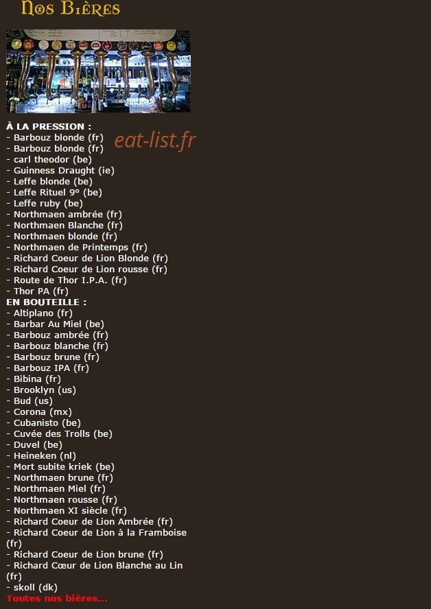 La taverne de thor — carte page 1