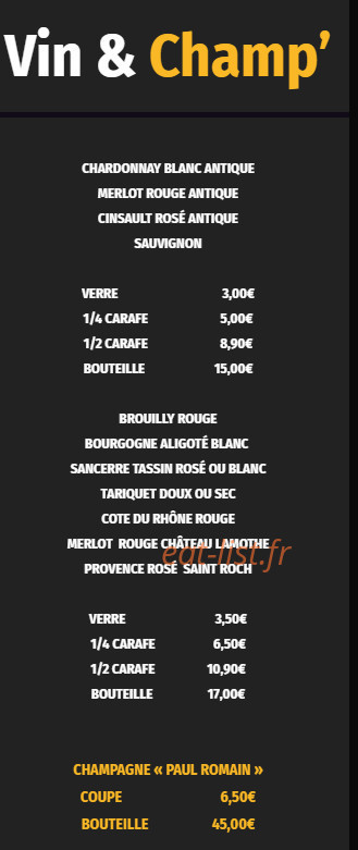 Le Bar Des Fleurs — carte page 13