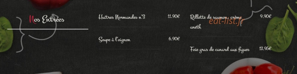 Le Bar Des Fleurs — carte page 1
