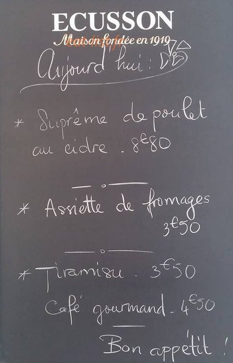 Le Bistro de l'Amiral — carte page 1