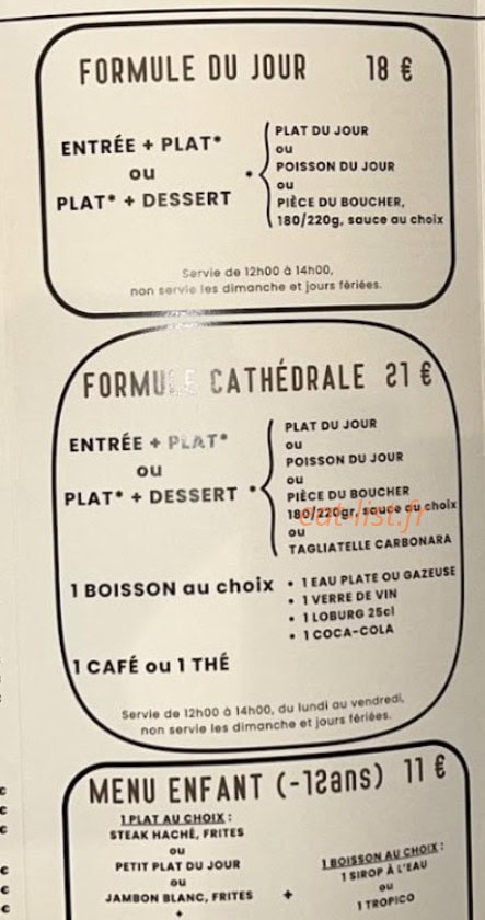 Le bistro de la cathédrale — carte page 3