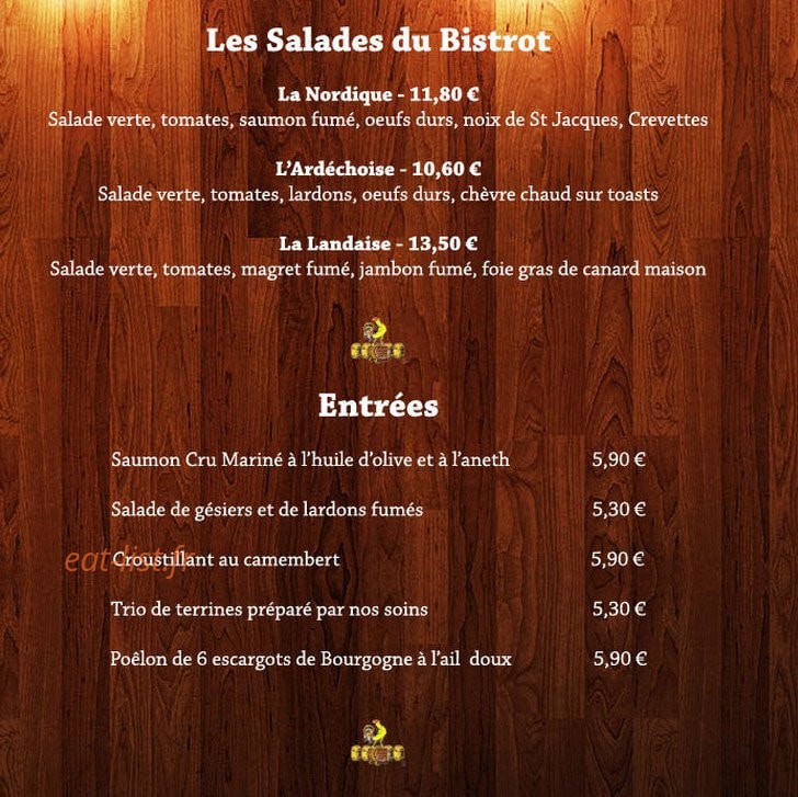 Le Bistrot D'Arthur — carte page 4