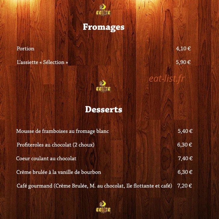 Le Bistrot D'Arthur — carte page 6