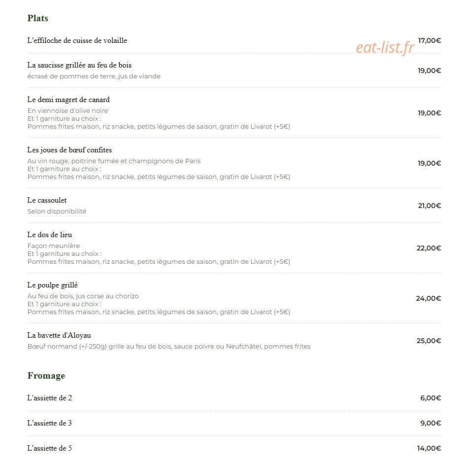 Le Bistrot de la Pucelle — carte page 2