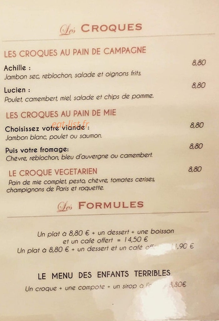 Le Bistrot des Carmes — carte page 2