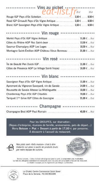 Le Chalet — carte page 6