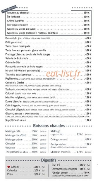 Le Chalet — carte page 5